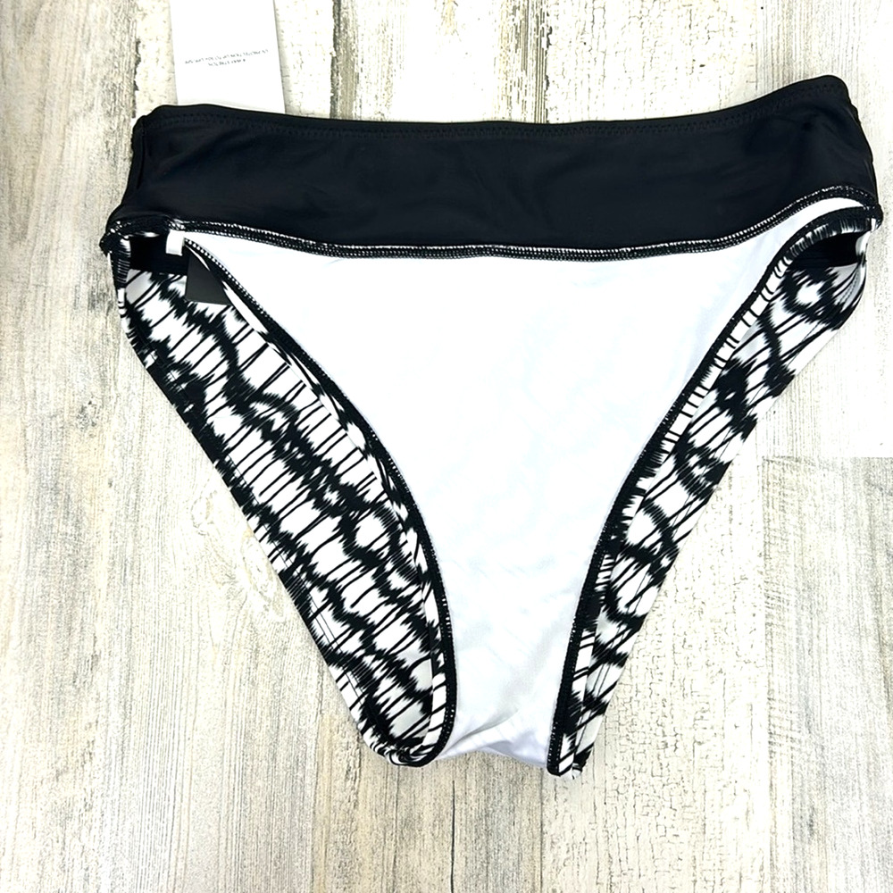 DKNY Womens L Black White High Waist Bikini Bottom Swim NWT - Picture 3 of 6